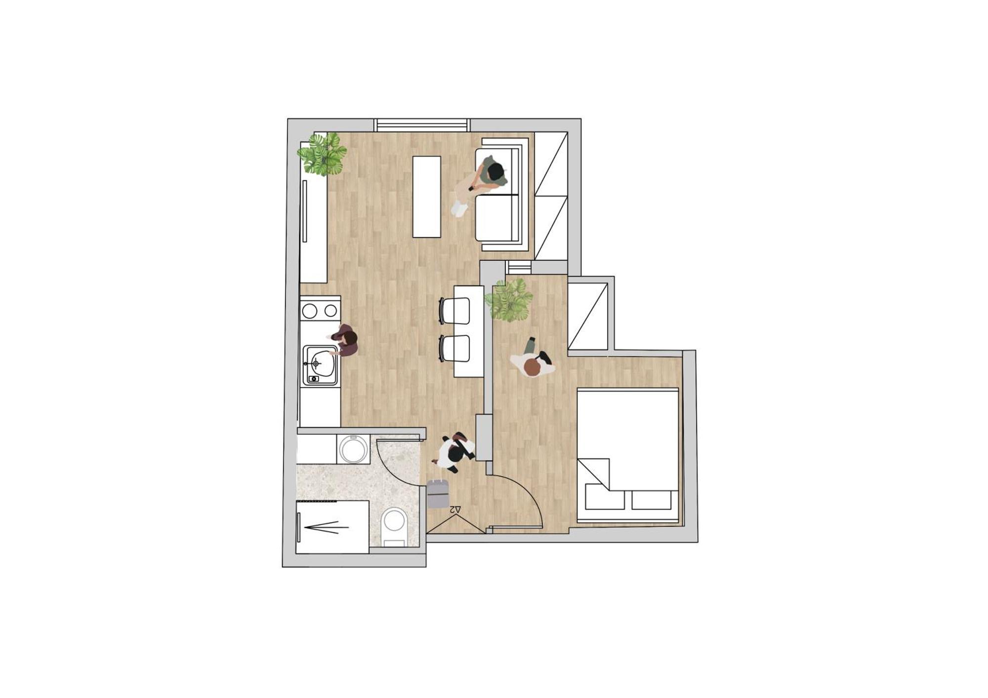 公寓 Honey Oak & Cream Patio By Nest